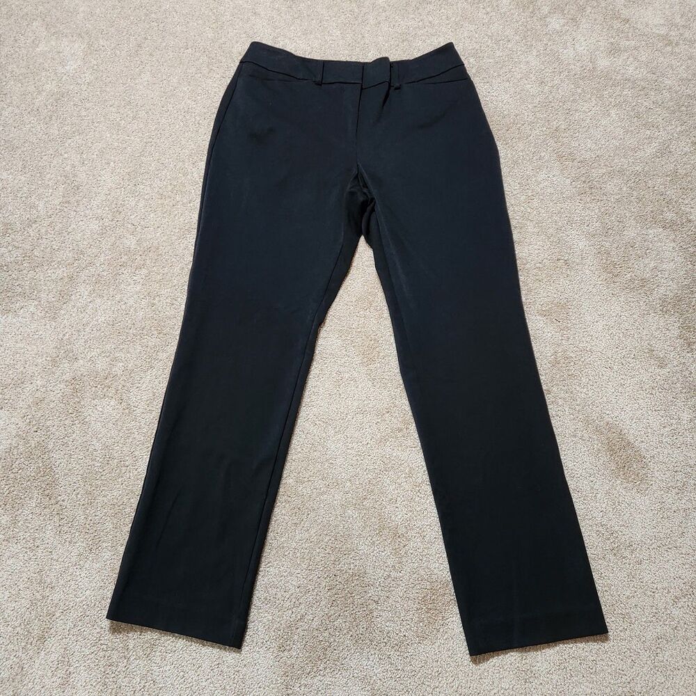Ann Taylor Dress Pants Women 8 Black Mid Rise Straight Leg